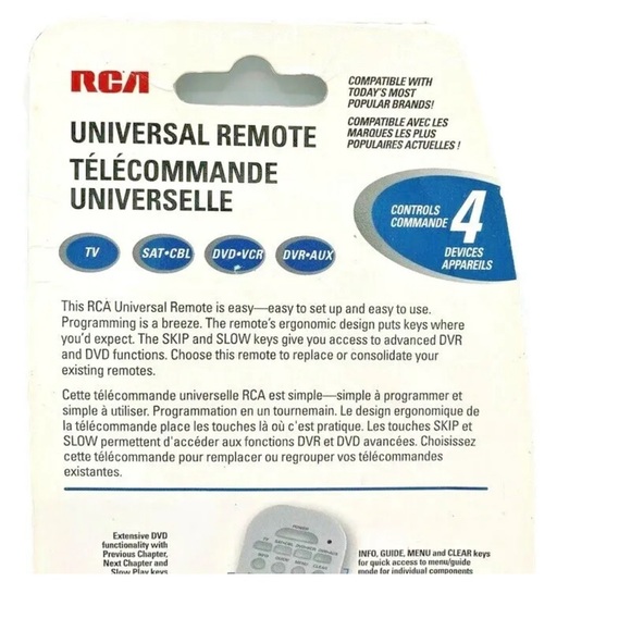 RCA Universal Silver Remote Control With 4 Controls CRCR4373 Sealed NEW - Picture 6 of 7